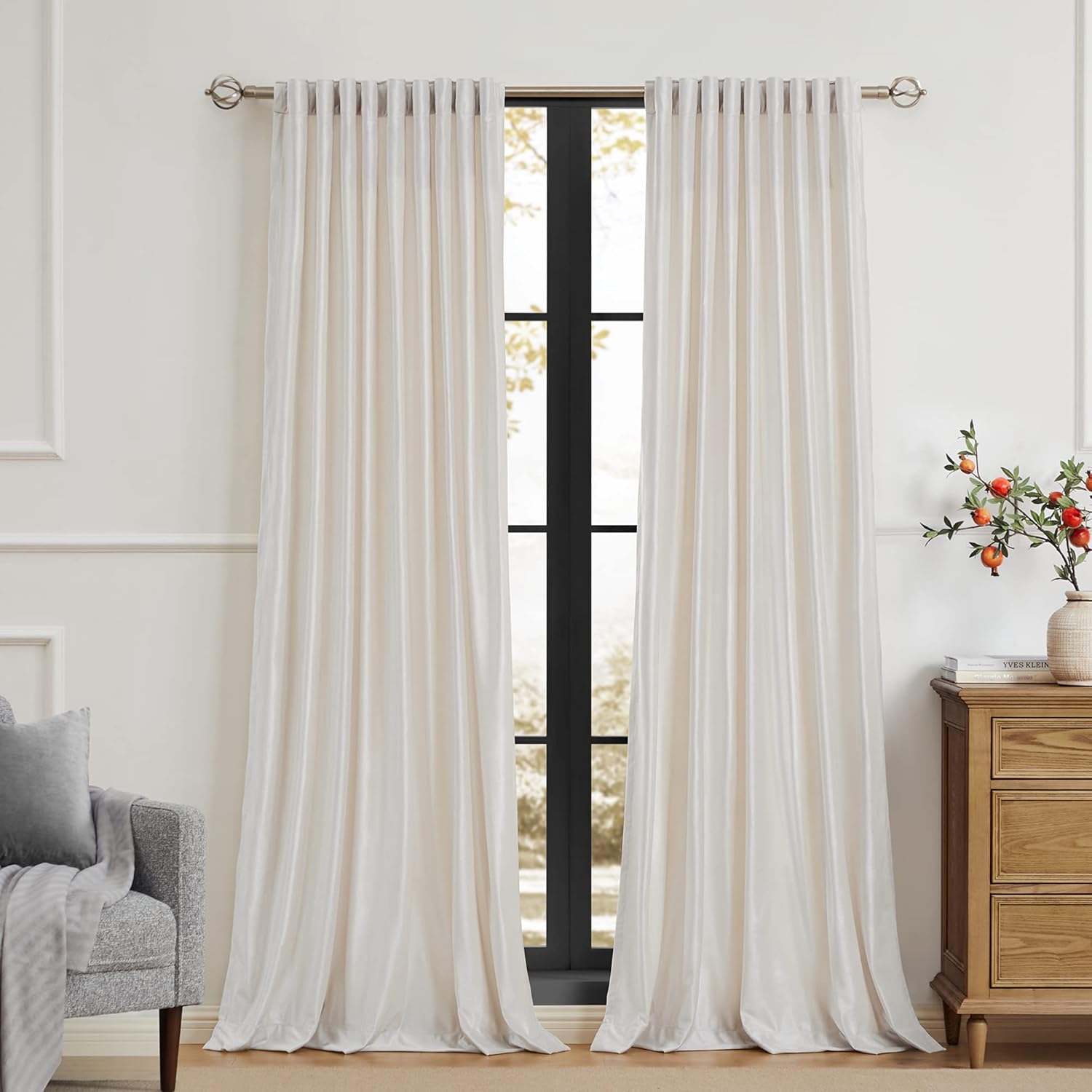 PRIMROSE Cream Ivory Curtains 84 inch for Living Room Decor