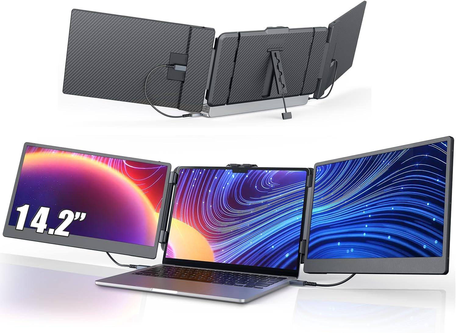 14.2'' Portable Laptop Screen Extender: Triple Monitor Bliss!