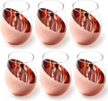 Modern Stemless Wine Glasses Set of 6 with Copper Bottom Design