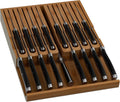 Domax Bamboo In-drawer Knife Block - Large Drawer Knife Organizer