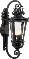 Casa Marseille Outdoor Wall Light Fixture - Classic Black Scroll