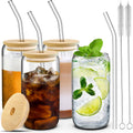 Bamboo Lid Glass Tumbler Set - 16 oz
