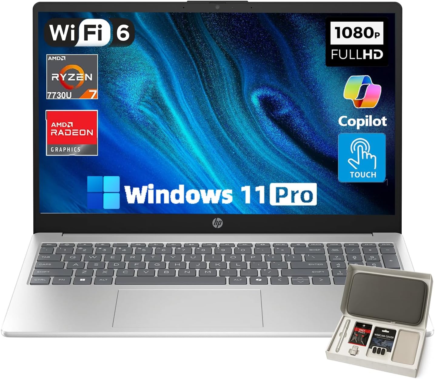 HP 15.6 Touchscreen Laptop with Ryzen 7 and 64GB RAM for Work