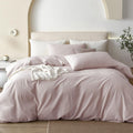 100% Washed Cotton Duvet Cover Set Cal King - Linen Feel Heathered