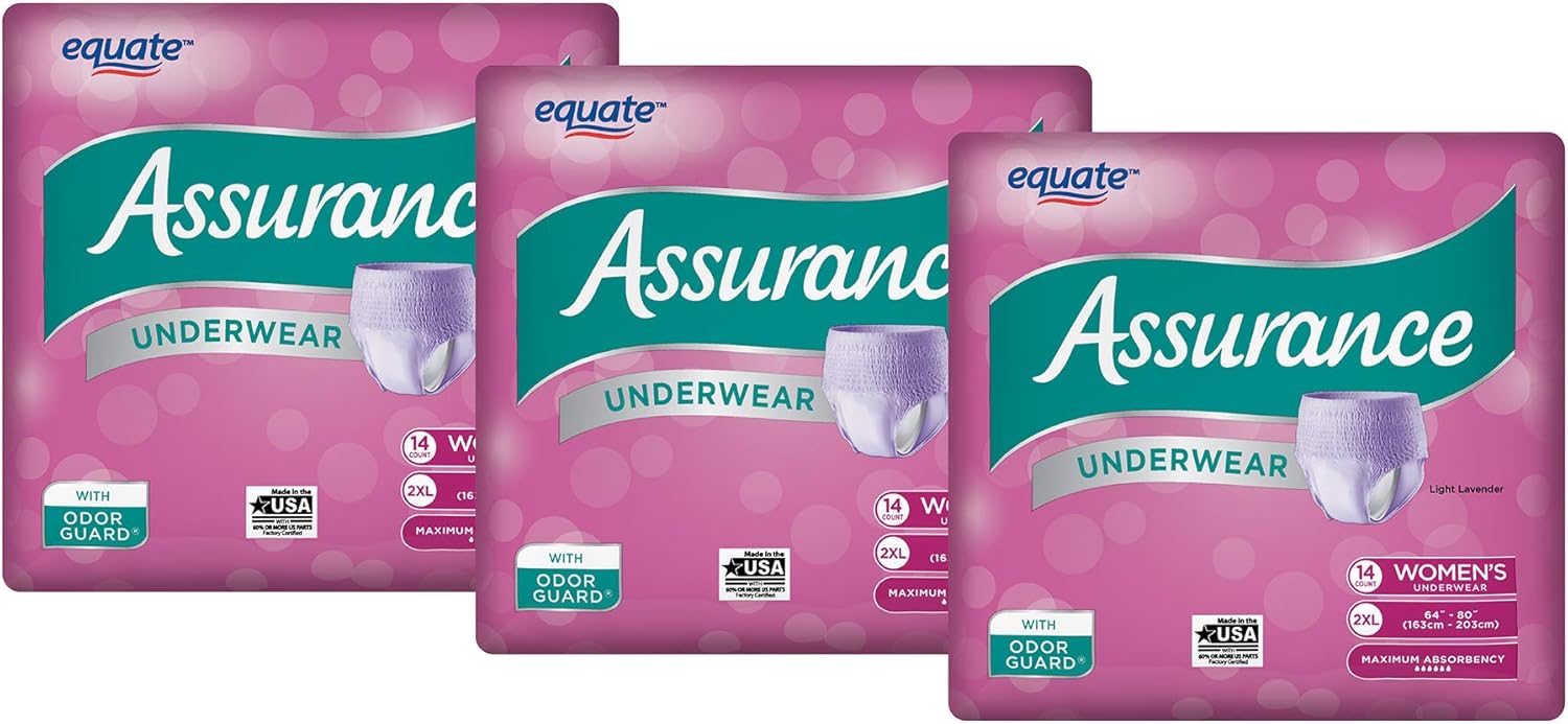 Equate 2XL Women's Incontinence Underwear, 4-Pack