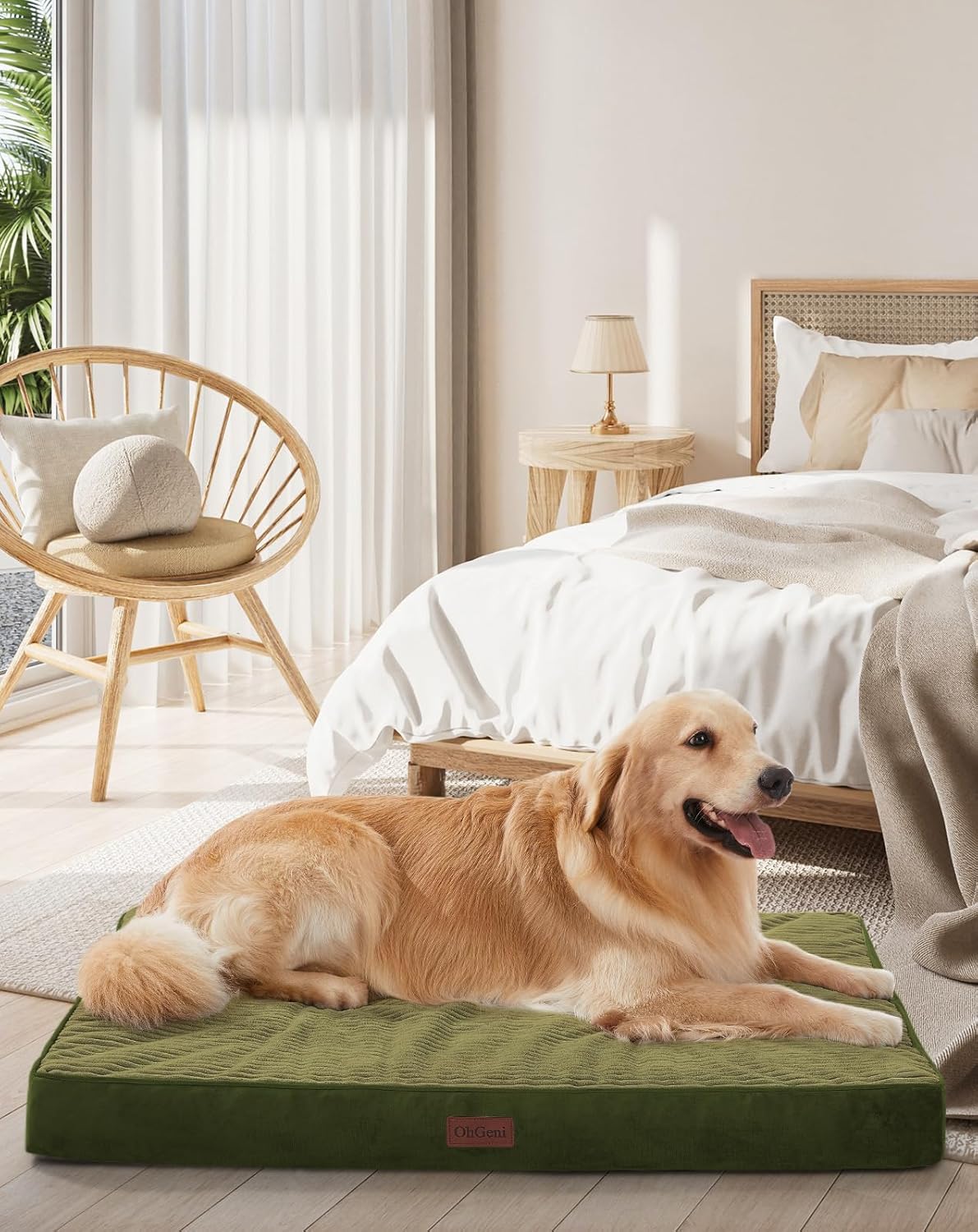 OhGeni Orthopedic Waterproof Dog Bed for Large Pets & Crates