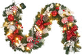 prelit 6ft Christmas garland with 25 LED lights - festive red & white