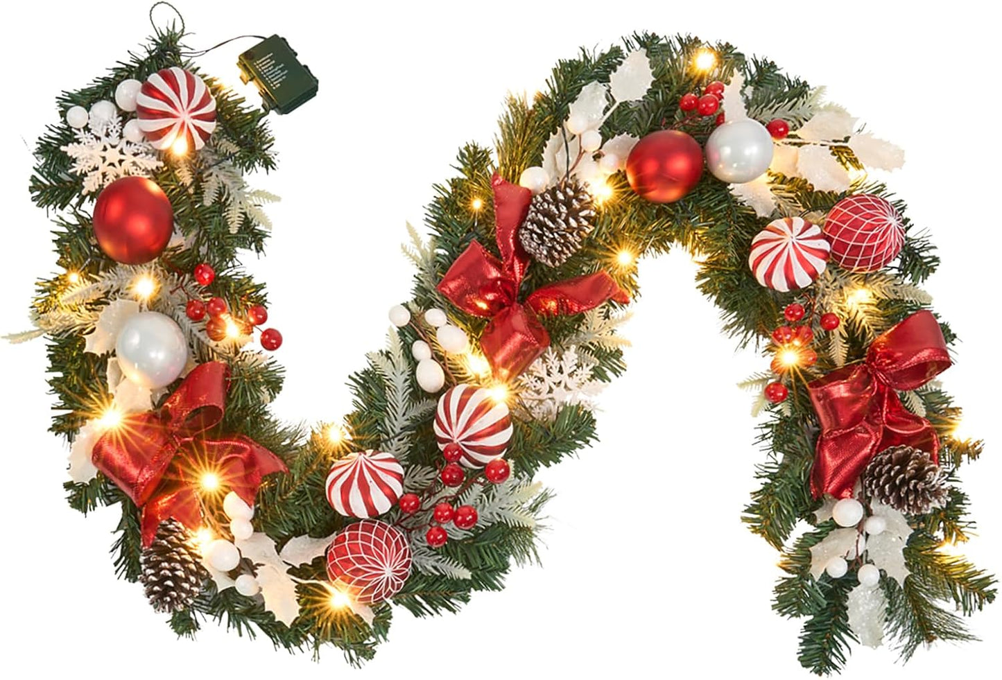 Prelit 6ft Christmas Garland with 25 LED Lights for Festive Decor