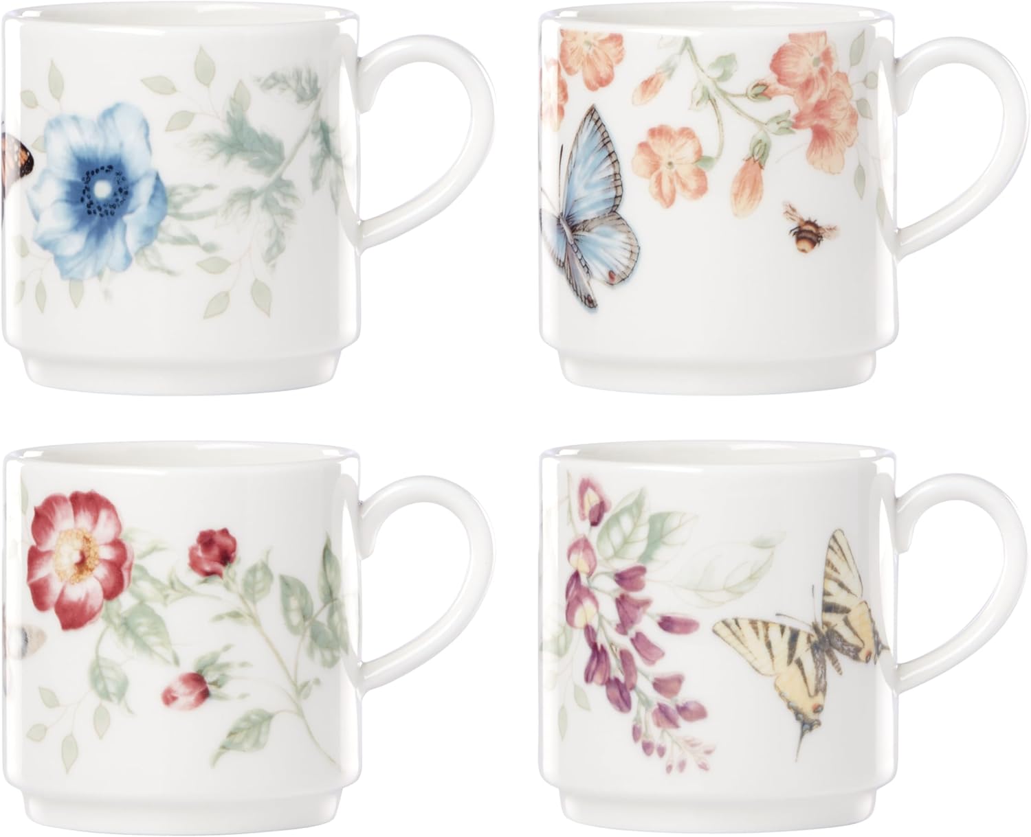 Lenox Butterfly Meadow 4-Piece Stacking Mug Set for Every Occasion