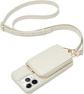 iPhone 11 Pro Wallet Case Crossbody Zipper - Beige with Card Holder