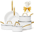 Ceramic Cookware Set 16 Piece Nonstick Pots and Pans - Safe, Stylish