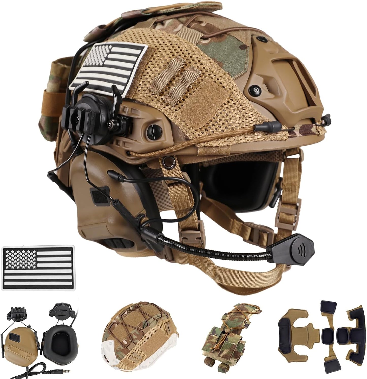 Tactical Helmet with Headset for Airsoft and Military Gear