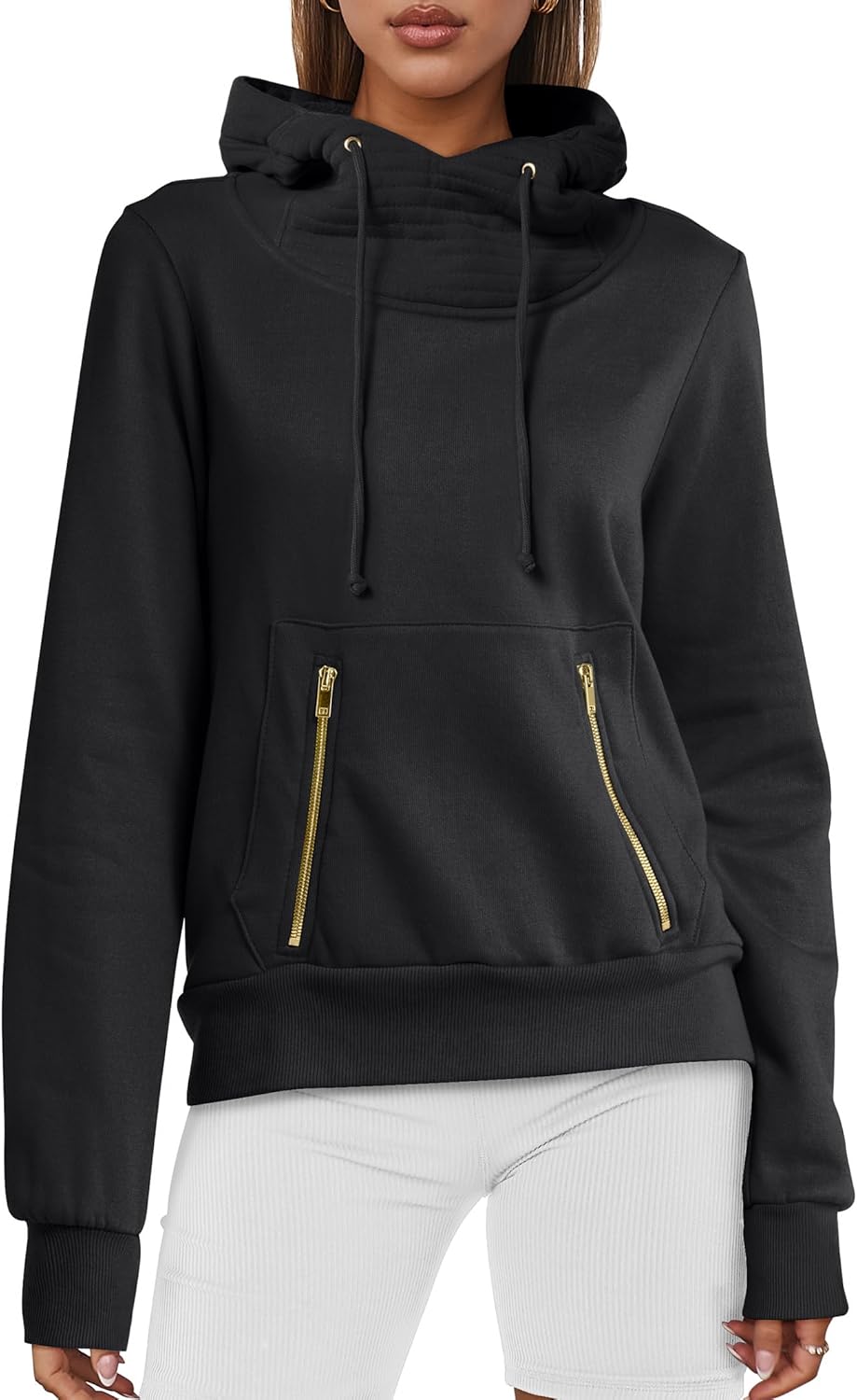 ANRABESS Womens Hoodie Cowl Neck Long Sleeve Sweatshirts