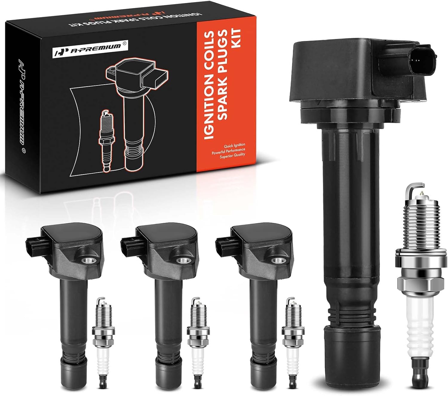 A-Premium Ignition Coil Pack and Iridium Spark Plugs Set for Honda