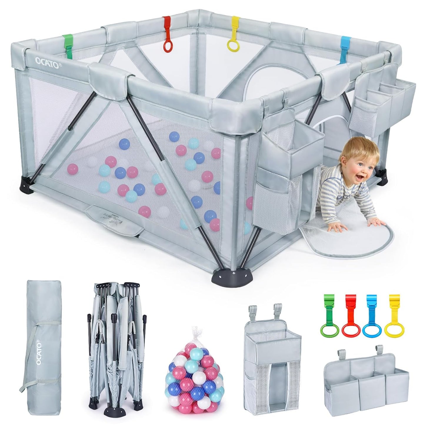 OCATO Portable Baby Playpen: Large Safe Area