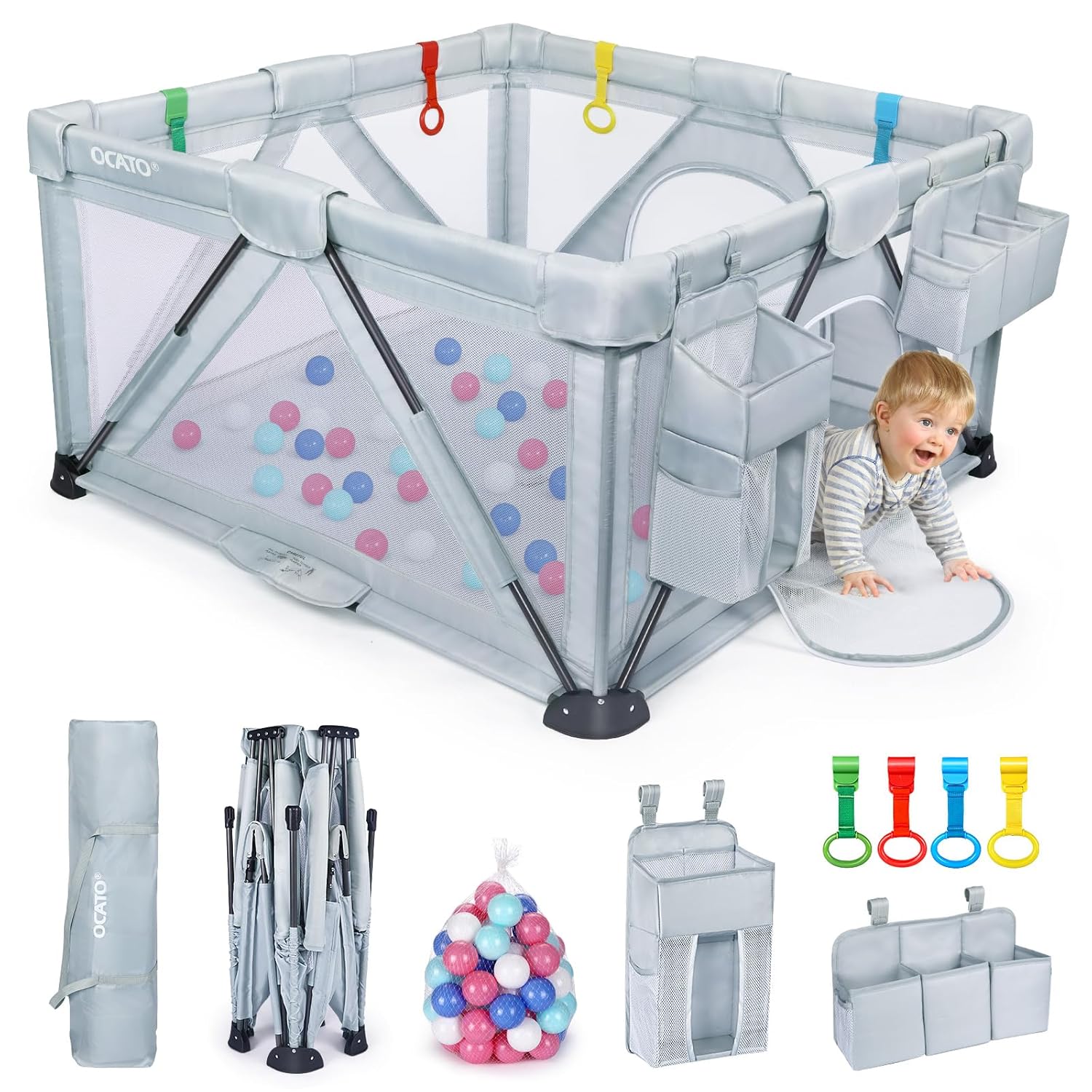 OCATO Portable Baby Playpen: Large Safe Area