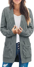 Women's Long Sleeve Cable Knit Cardigan Sweaters Open Front - Cozy