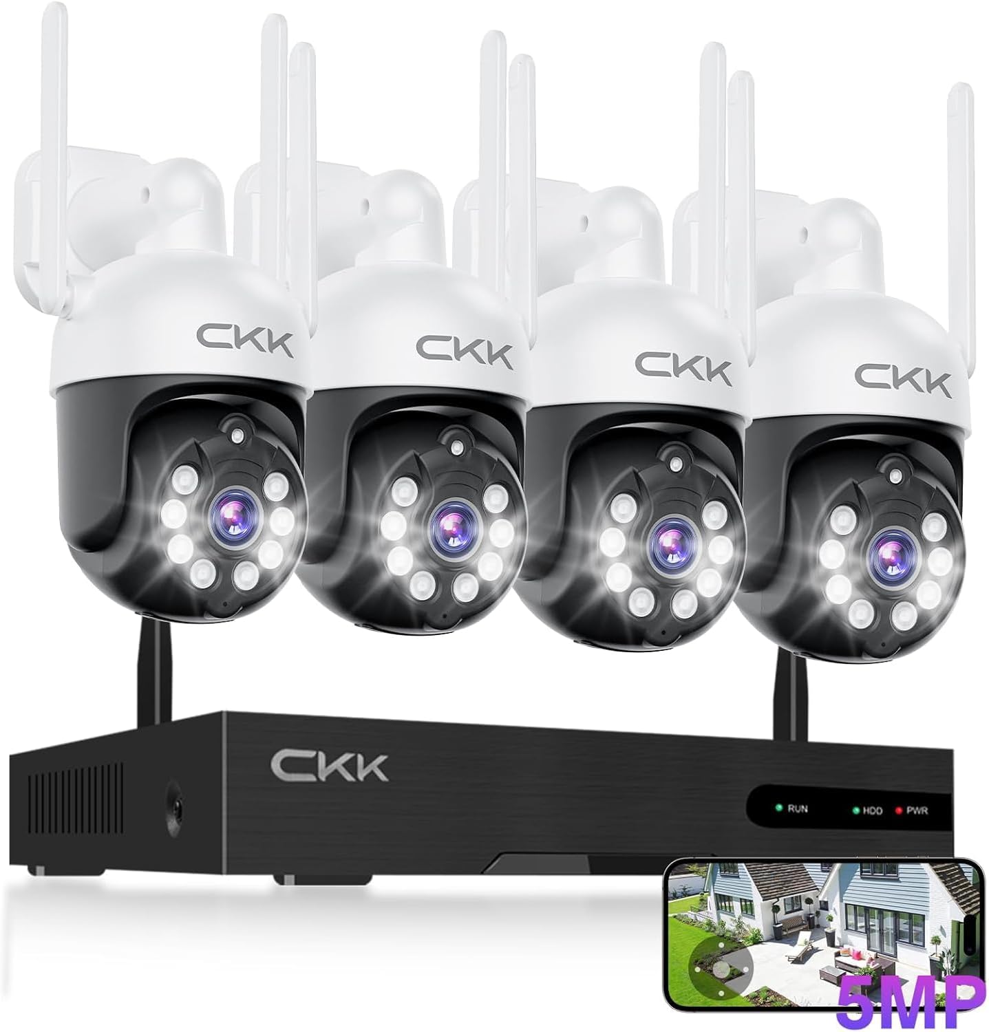 CKK Wireless Security Camera System with 5MP PTZ Cameras