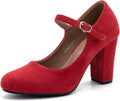 Women's Mary Jane Chunky Heel Pumps - 9cm Block Heel Comfort