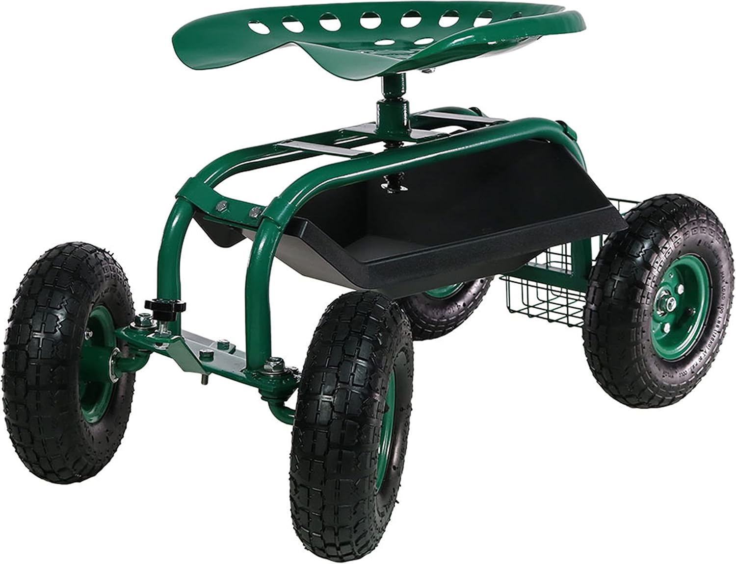 Sunnydaze Rolling Garden Cart with Seat for Comfortable Gardening