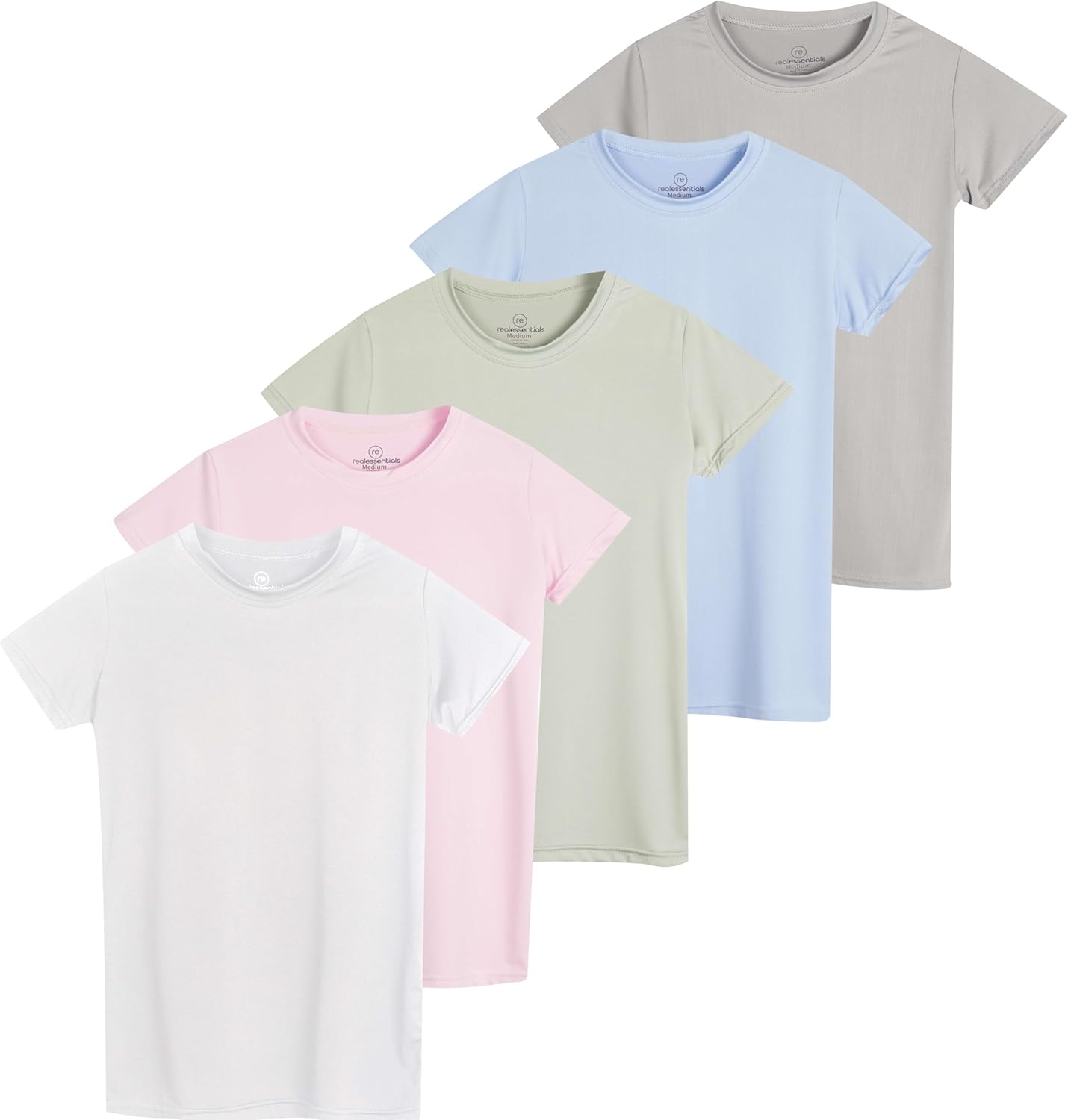 Girls Short Sleeve Dry-Fit Active T-Shirt 5 Pack for Comfort