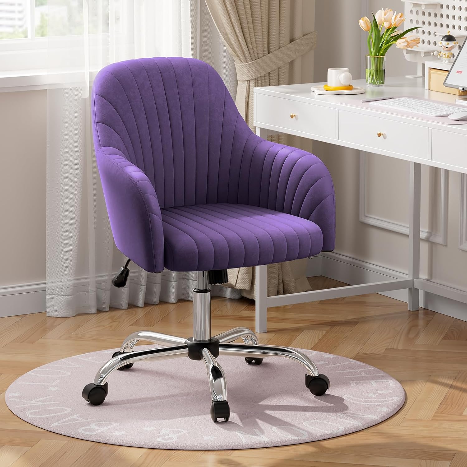 Plush Purple Swivel Task Chair by Warmiehomy