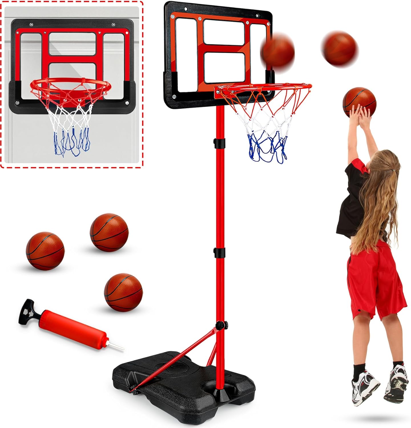 Adjustable Kids Basketball Hoop Set | Indoor Outdoor Fun