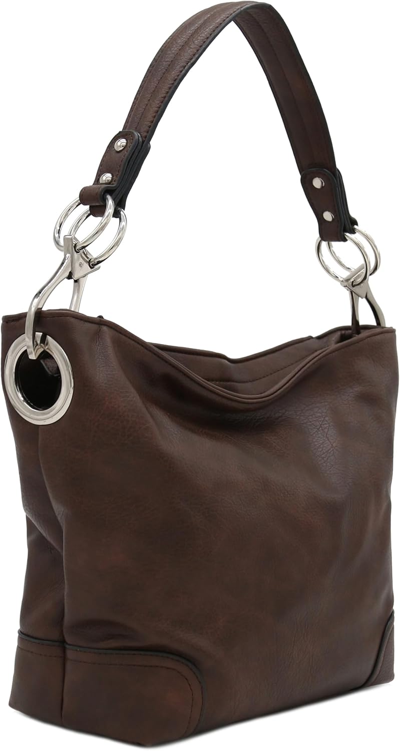 Hobo Shoulder Bag with Big Snap Hook Hardware for Everyday Use