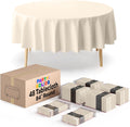 Party Solids Ivory 84in Round Disposable Tablecloths 48 Pack - Easy
