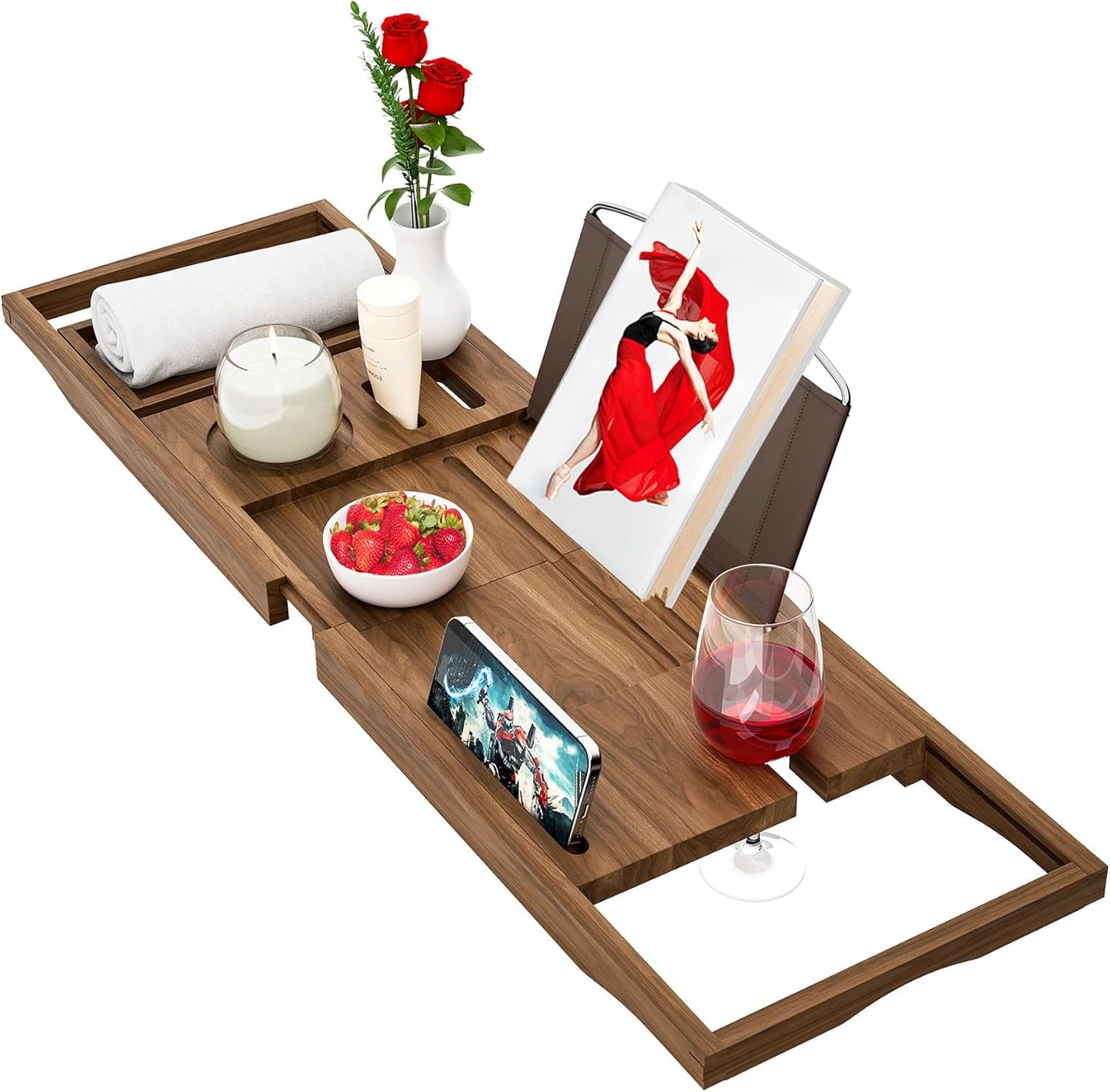 Premium Teak Bathtub Tray Caddy for Luxurious Bath Experience