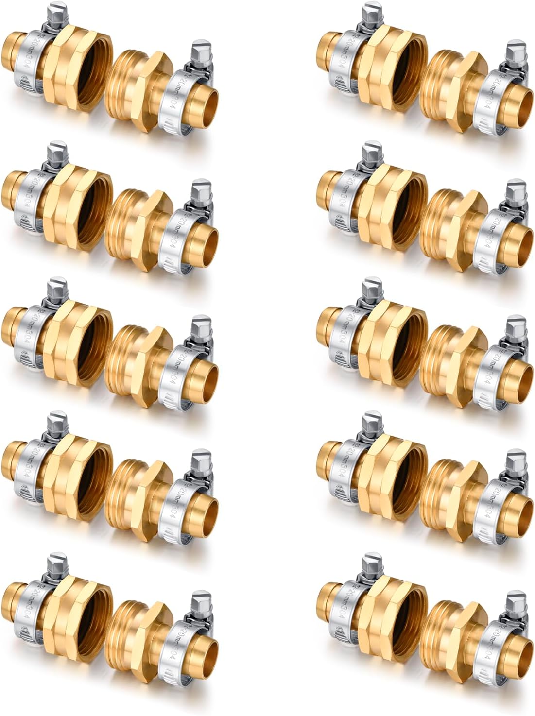 Garden Solid Brass Hose Repair Connector Set for 5/8in Hoses