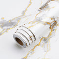 White Gray Gold Marble Contact Paper 15.8in x 46ft - Peel & Stick