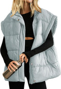 Ainangua Women's Puffer Vest Stand Collar Zipper Sleeveless Jacket up