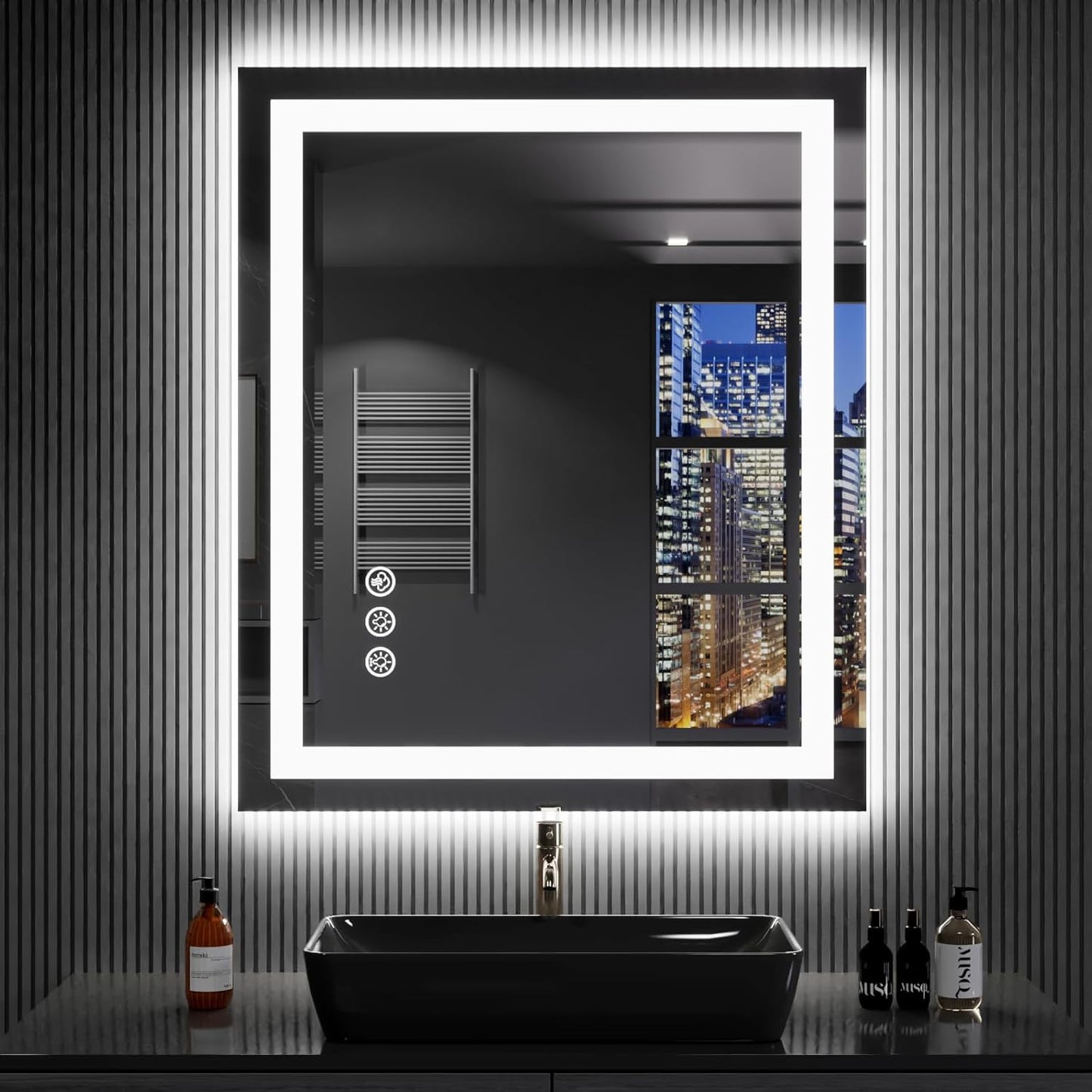 LOAAO 24X32 LED Bathroom Mirror with Lights and Anti-Fog Feature