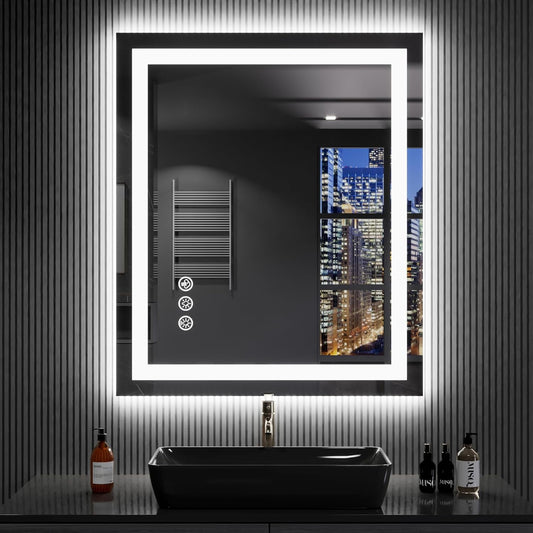 LOAAO 30X36 LED Bathroom Mirror with Lights and Anti-Fog Feature