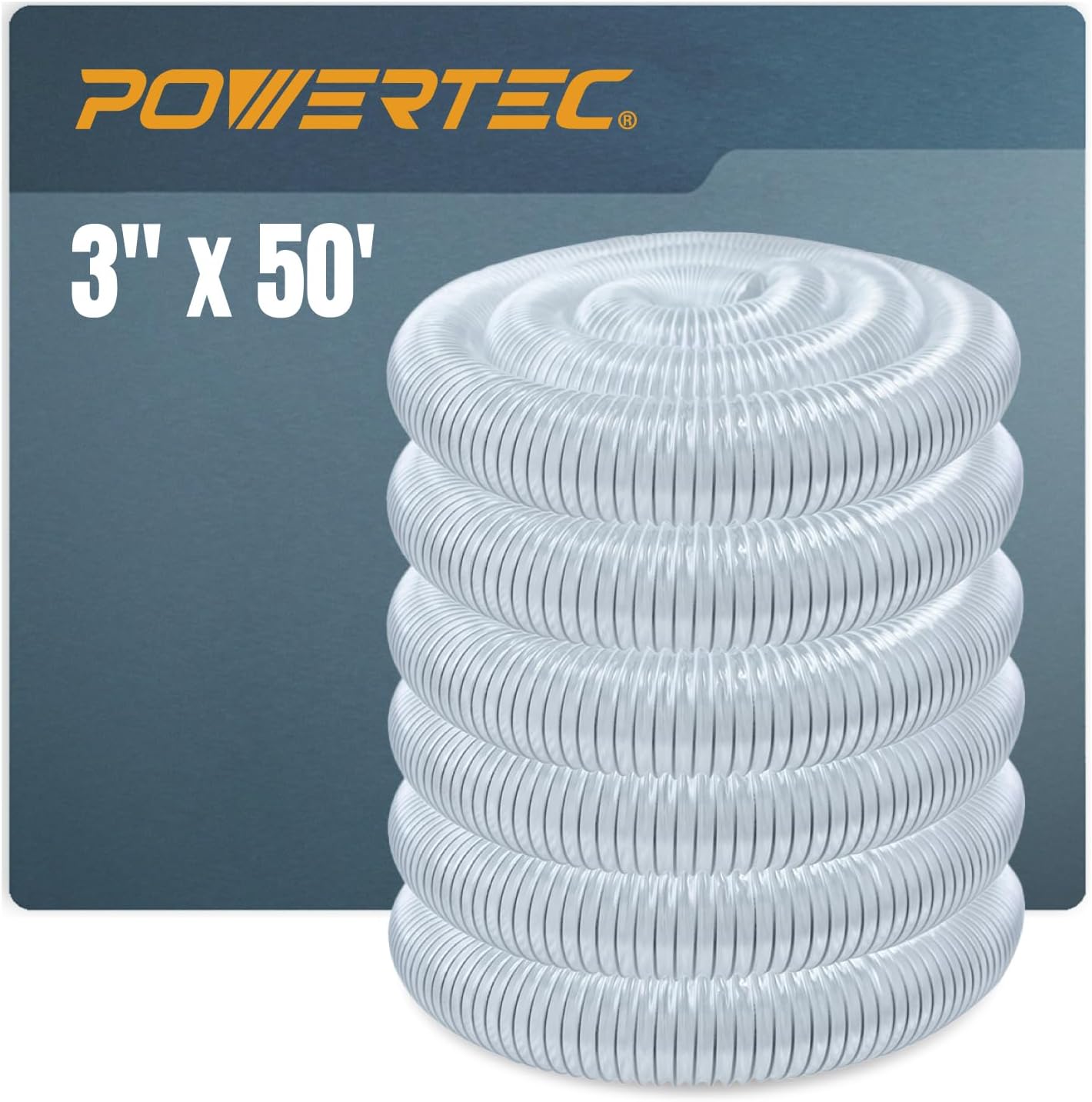 POWERTEC 3 Inch Flexible PVC Dust Collection Hose for Woodworking