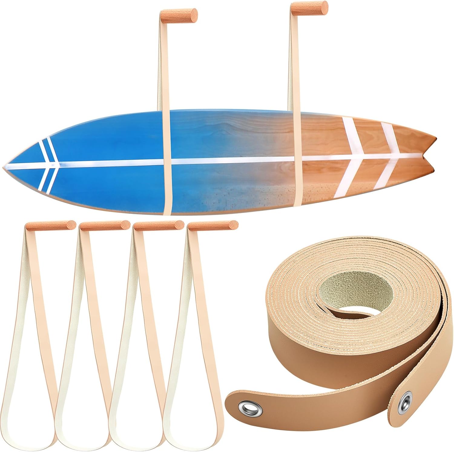 Sustainable Leather Wall Mount for Surfboards