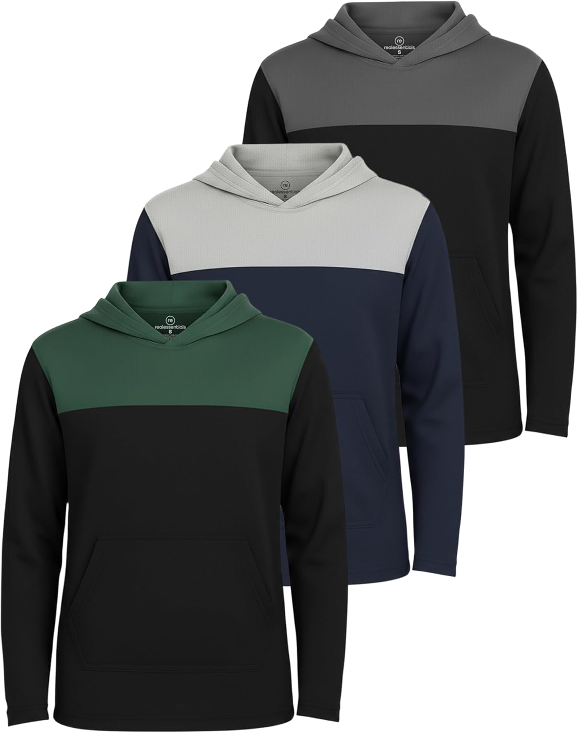 Boys Hoodies 3 Pack: Youth Mesh Long Sleeve Sweatshirts