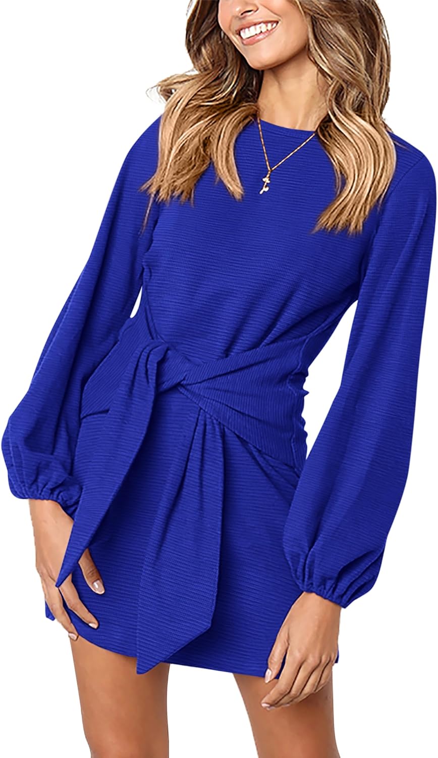 PRETTYGARDEN Womens Fall Elegant Long Sleeve Short Dress