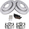 TRQ Rear Performance Brake Pad & Rotor Kit Compatible with 2015-2017