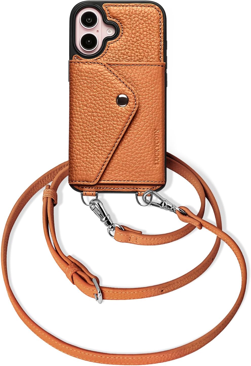 LUCKYCOIN iPhone 16 Leather Wallet Case for Stylish Women