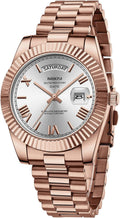 NIBOSI Men Watches Analog Quartz Stainless Steel Rose Gold Silver (40