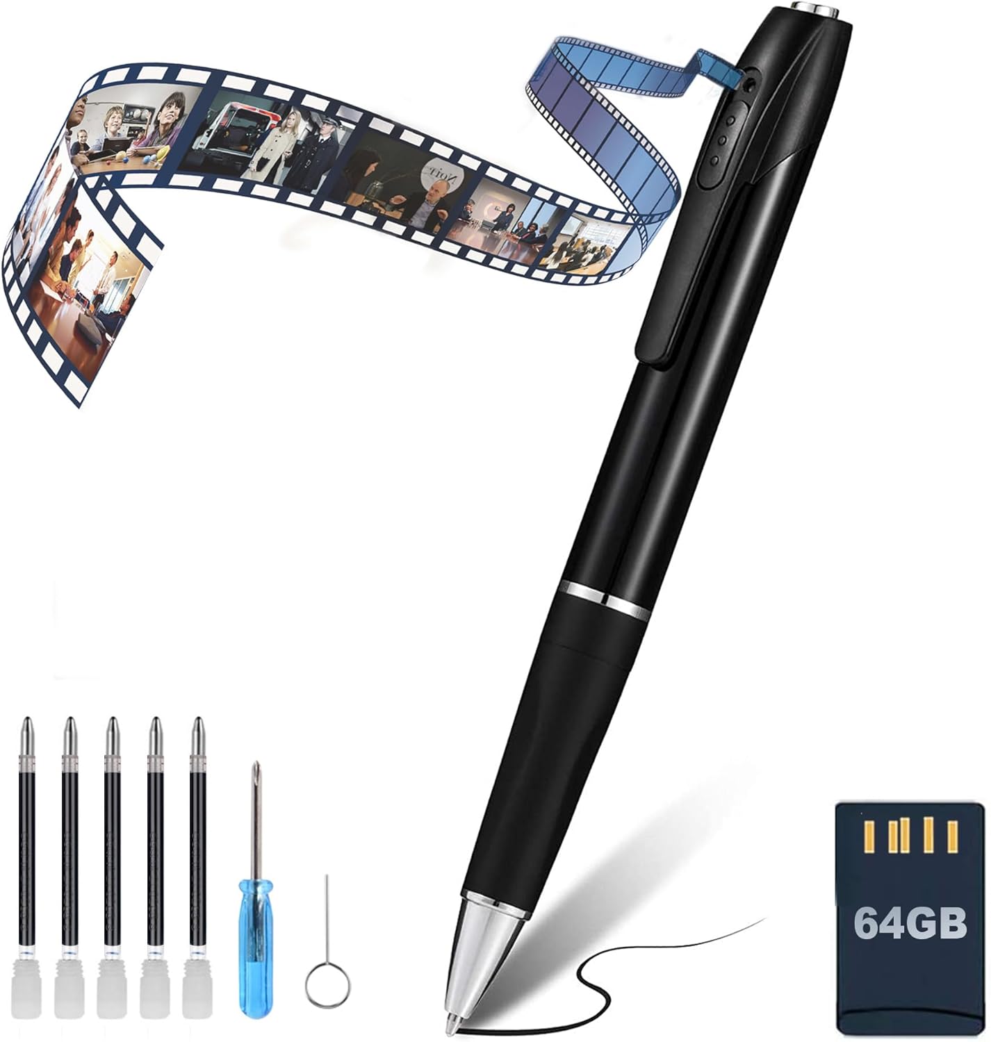1080P Pen Camera with 64G SD Card for Covert Recording