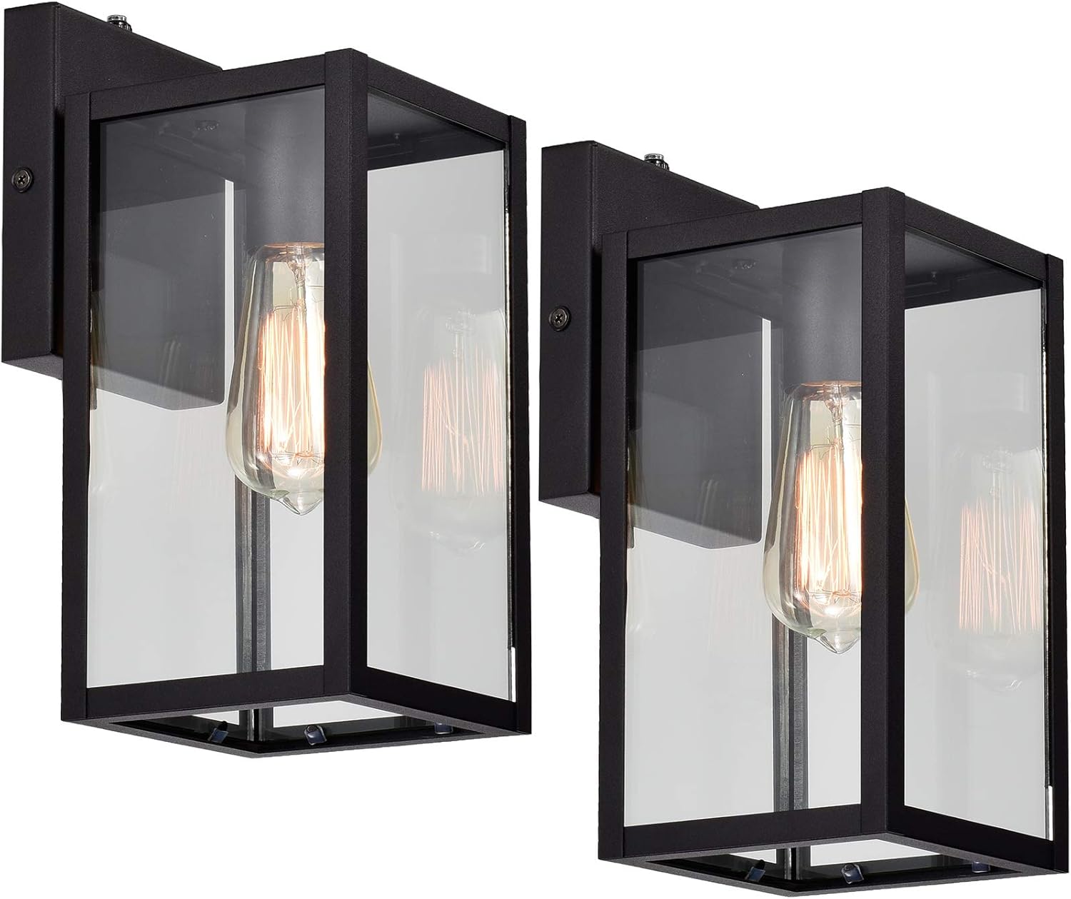Dusk to Dawn Outdoor Lighting - 11 Inch Matte Black Wall Lanterns