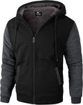 ZITY Mens Zip Up Hoodie Heavyweight Sherpa Lined Warm Jacket