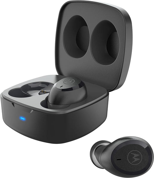 Motorola Moto Buds 100 - True Wireless Earbuds, Clear Sound, IPX5, Touch Control - Black