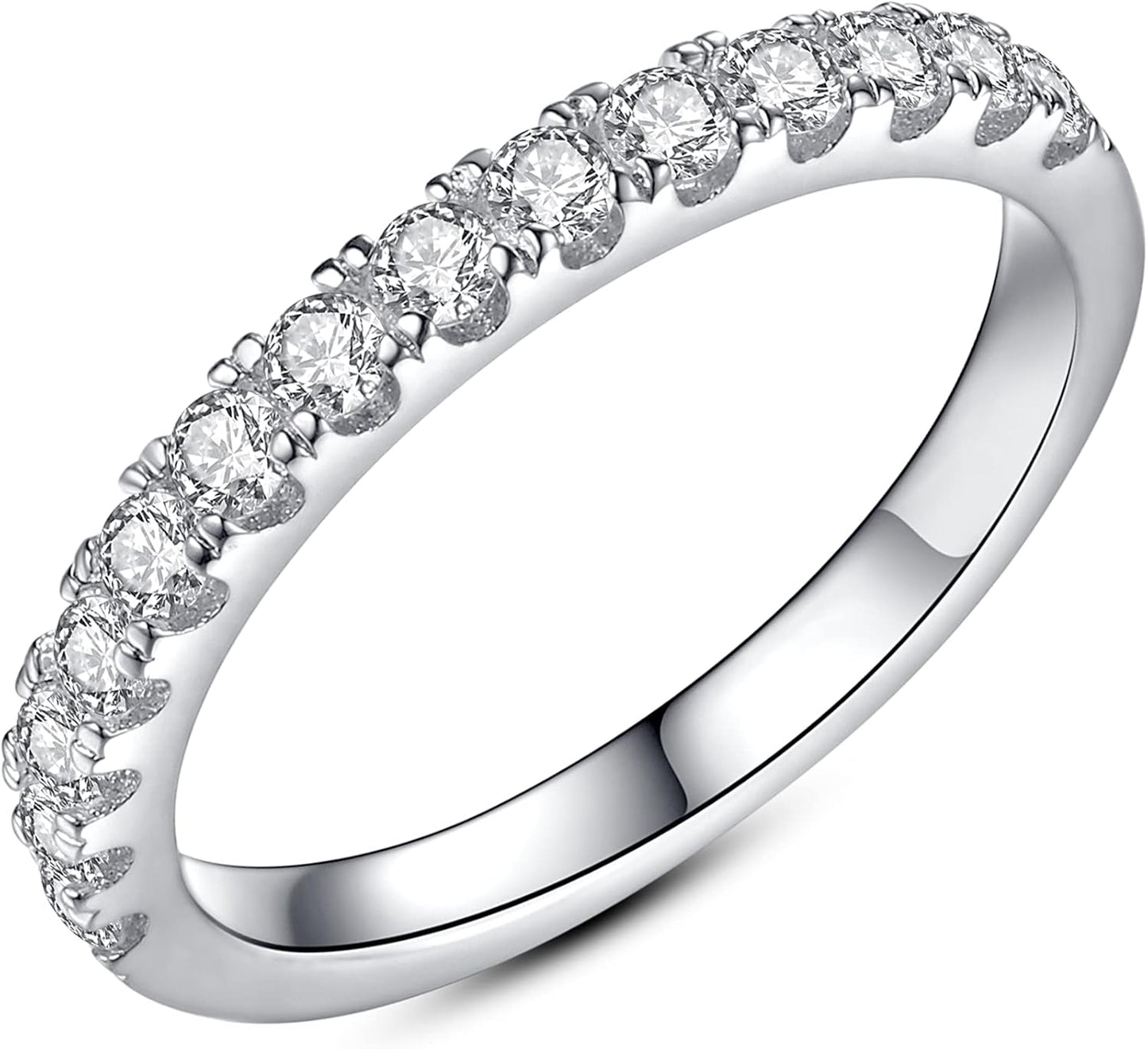 IMOLOVE Moissanite Wedding Band for Women in 925 Sterling Silver