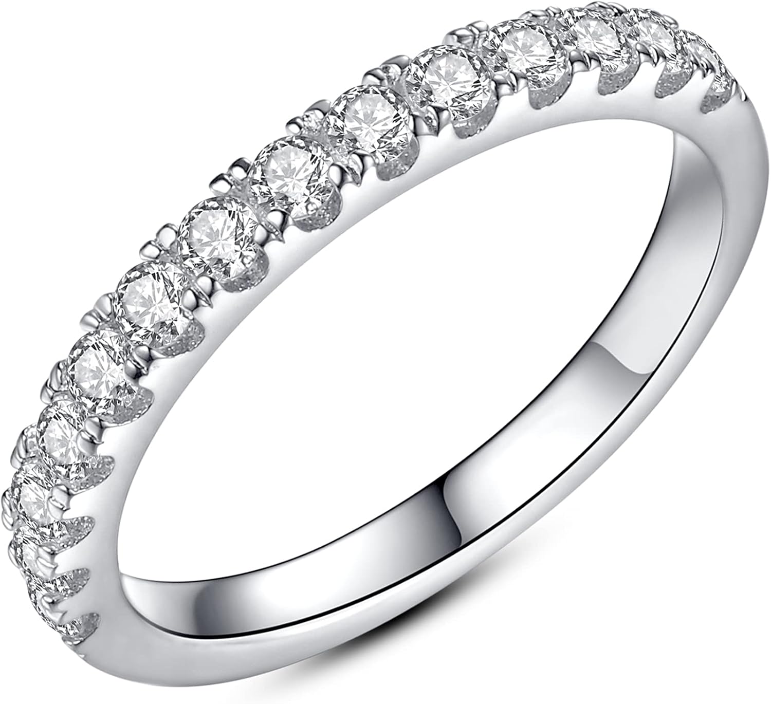 IMOLOVE Moissanite Wedding Band for Women in 925 Sterling Silver