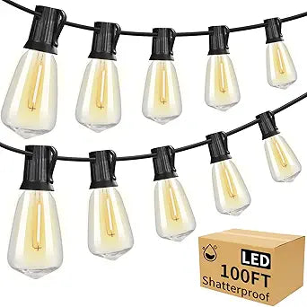 Aialun LED Outdoor String Lights 100Ft for Patio Ambiance
