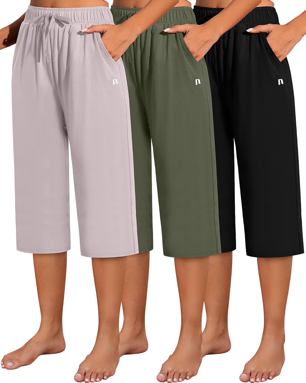 Neer Women's Capri Pants 3 Pack for Casual and Yoga Wear